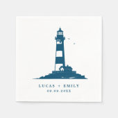 Serviette En Papier Mariage bleu foncé Nautical Seaside (Devant)