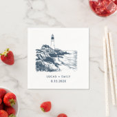 Serviette En Papier Mariage bleu foncé Nautical Seaside (En situation)