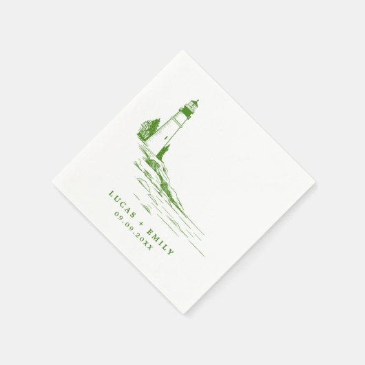 Serviette En Papier Mariage bleu foncé Nautical Seaside (Coin)