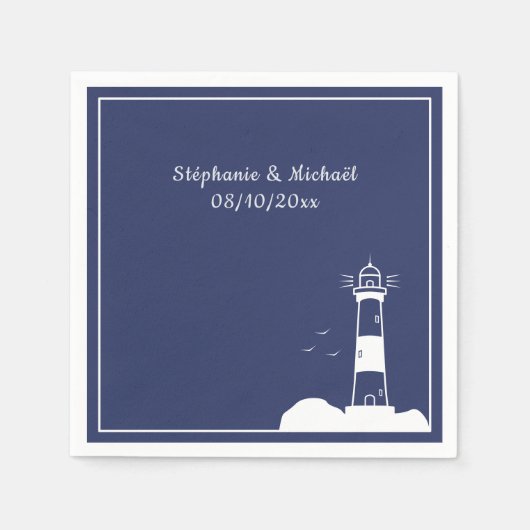 Serviette En Papier Mariage bleu Lighthouse Navy (Devant)