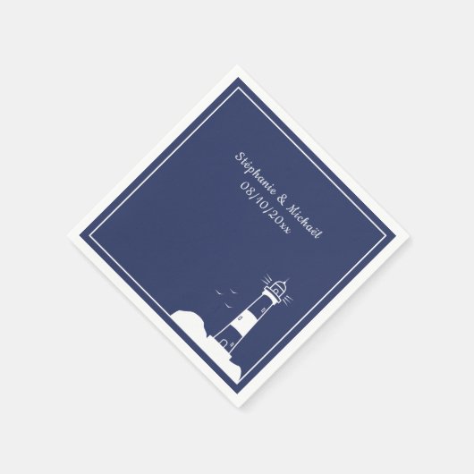 Serviette En Papier Mariage bleu Lighthouse Navy (Coin)