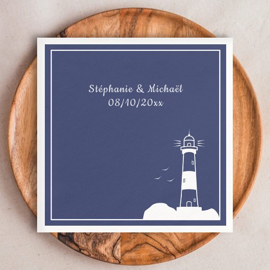 Serviette En Papier Mariage bleu Lighthouse Navy