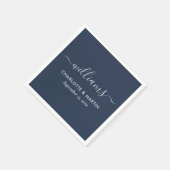 Serviette En Papier Mariage bleu marine et argent (Coin)