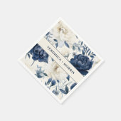 Serviette En Papier Mariage bleu marine et blanc couleur d'aquarelle f (Coin)