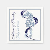 Serviette En Papier Mariage bleu marine et poussiéreux pour hippocampe (Devant)