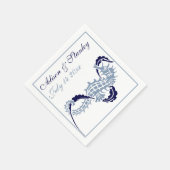 Serviette En Papier Mariage bleu marine et poussiéreux pour hippocampe (Coin)