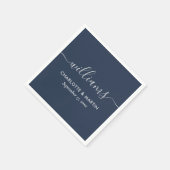 Serviette En Papier Mariage bleu marine moderne et argent (Coin)