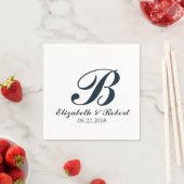 Serviette En Papier Mariage bleu marine Monogram Napkins (En situation)