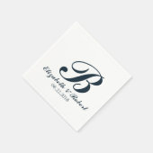 Serviette En Papier Mariage bleu marine Monogram Napkins (Coin)