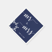 Serviette En Papier Mariage Bleu Marine Nautique Avec Roue (Coin)