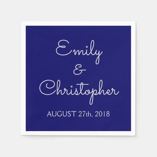Serviette En Papier Mariage bleu marine ou réception simple serviettes (Devant)