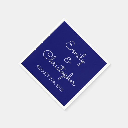 Serviette En Papier Mariage bleu marine ou réception simple serviettes (Coin)