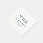 Serviette En Papier Mariage bleu marine rustique monogramme (Coin)