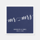 Serviette En Papier Mariage bleu marine simple serviettes (Devant)