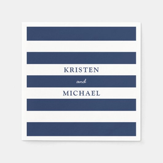 Serviette En Papier Mariage Bleu Nautique (Devant)