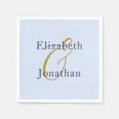 Serviette En Papier Mariage Bleu Opulent (Devant)