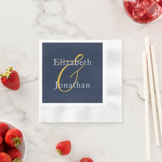 Serviette En Papier Mariage bleu opulent (En situation)
