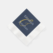 Serviette En Papier Mariage bleu opulent (Coin)