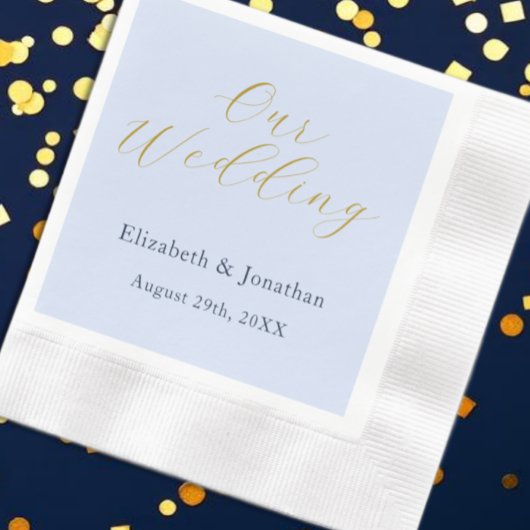 Serviette En Papier Mariage Bleu Opulent