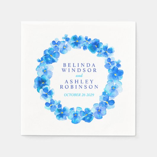 Serviette En Papier Mariage bleu pansement fleur serviettes personnali (Devant)