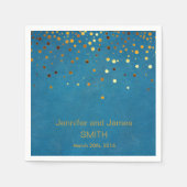 Serviette En Papier Mariage bleu personnalisé Confetti Parties scintil (Devant)