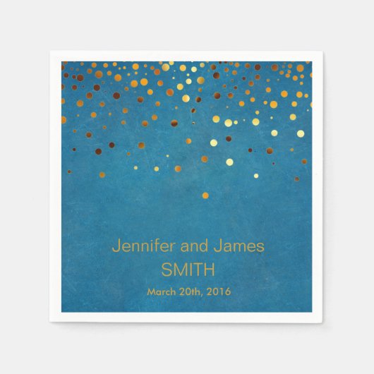 Serviette En Papier Mariage bleu personnalisé Confetti Parties scintil (Devant)