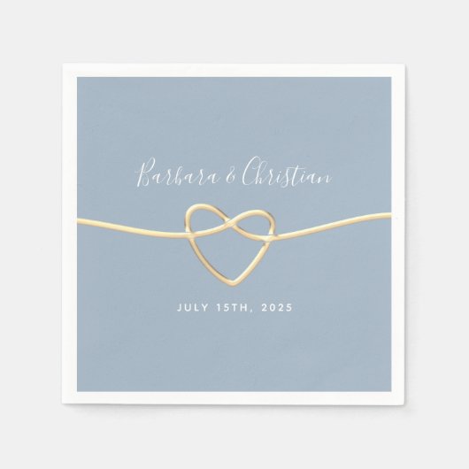 Serviette En Papier Mariage bleu poussiéreux minimal (Devant)
