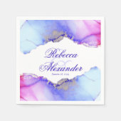 Serviette En Papier Mariage bleu rose Abstrait (Devant)