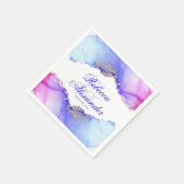 Serviette En Papier Mariage bleu rose Abstrait (Coin)