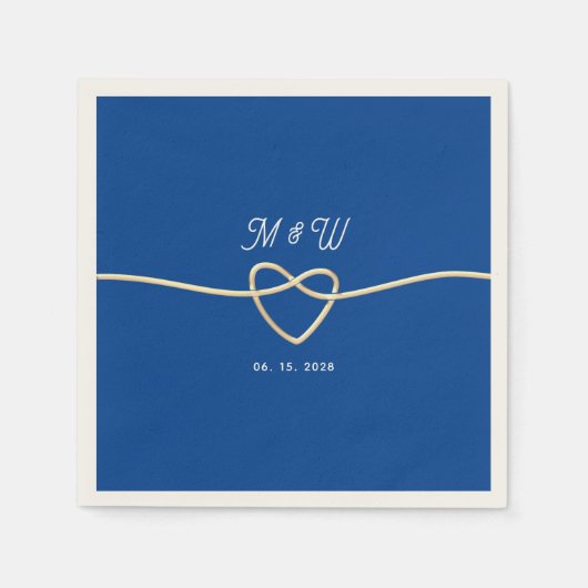 Serviette En Papier Mariage Bleu Royal (Devant)