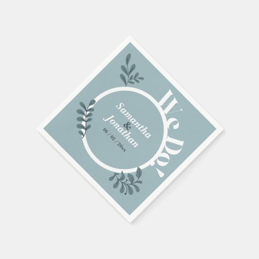 Serviette En Papier Mariage bleu simple (Coin)