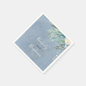 Serviette En Papier Mariage bleu verdoyant et poussiéreux (Coin)