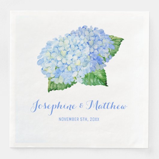 Serviette En Papier Mariage Blue Hydrangea (Devant)