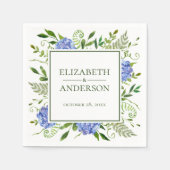 Serviette En Papier Mariage Blue Hydrangeas (Devant)