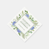 Serviette En Papier Mariage Blue Hydrangeas (Coin)