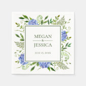 Serviette En Papier Mariage Blue Hydrangeas (Devant)