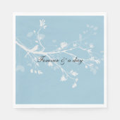 Serviette En Papier Mariage Blue White Bird Branches (Devant)