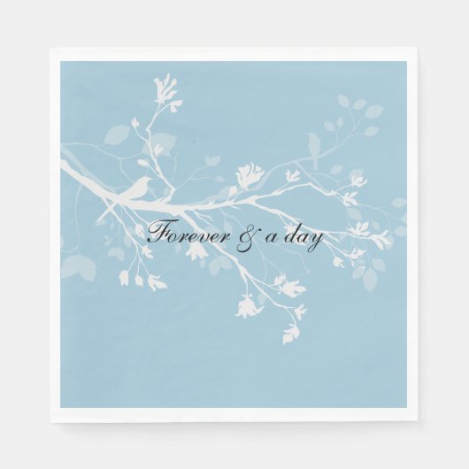 Serviette En Papier Mariage Blue White Bird Branches (Devant)