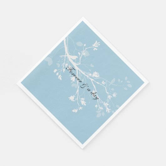 Serviette En Papier Mariage Blue White Bird Branches (Coin)
