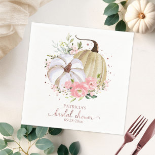 Serviette En Papier Mariage Blush Rose Floral Citrouille Automne