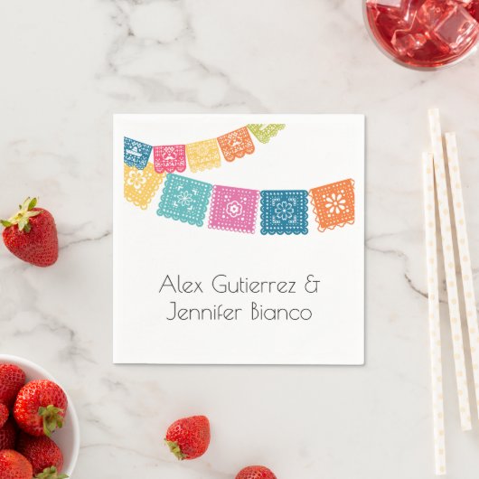 Serviette En Papier Mariage - Boda - Mariage Papel Picado Napkins (En situation)