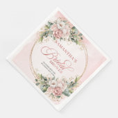 Serviette En Papier Mariage bohème classique avec fleurs roses clair  (Coin)