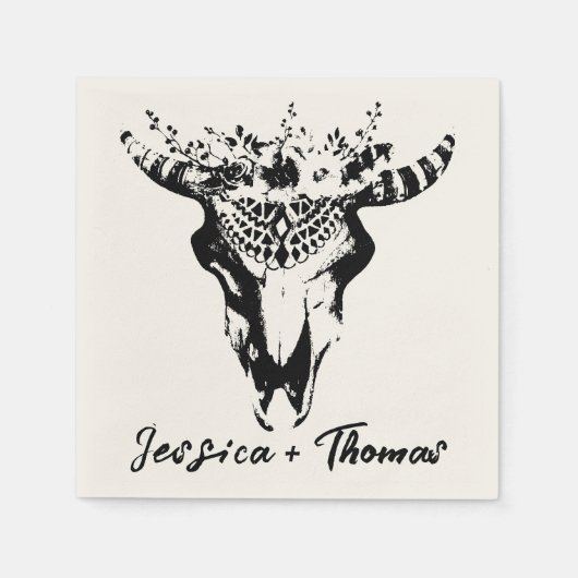 Serviette En Papier Mariage Bohème Cocktail Personnalisé (Devant)