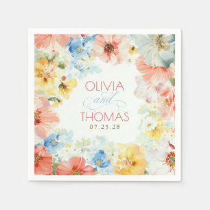 Serviette En Papier Mariage Bohème Élégant Floral Vintage Démodé