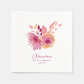 Serviette En Papier Mariage Bohème Fleurs Rouges Magenta Fête de Marié (Devant)