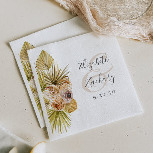 Serviette En Papier Mariage Bohème Floral Tropical Tons Terreux