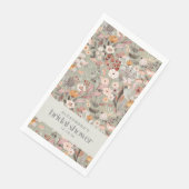 Serviette En Papier Mariage Bohème Floral Vert Sauge Rustique Personna (Coin)