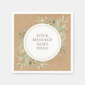 Serviette En Papier Mariage Bohème Kraft Eucalyptus Verdure (Devant)