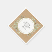 Serviette En Papier Mariage Bohème Kraft Eucalyptus Verdure (Coin)