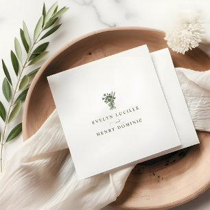 Serviette En Papier Mariage bohème minimaliste vert olive